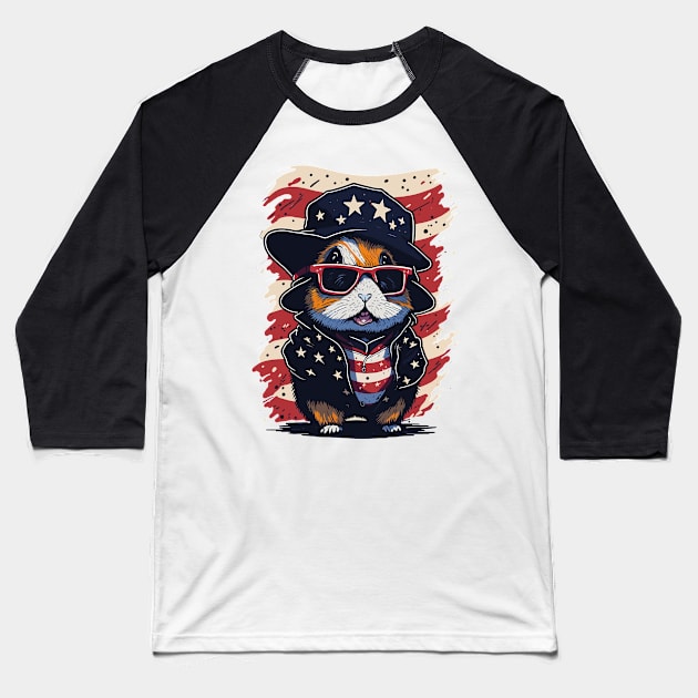 Patriotic Guinea Pig Baseball T-Shirt by By_Russso